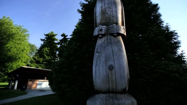 Indische Totem Pole Stanley Park — Stockvideo