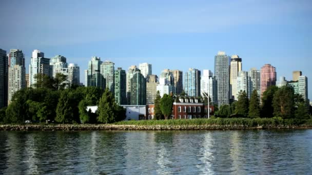 Vancouver skyskrapor Waterfront Harbor — Stockvideo
