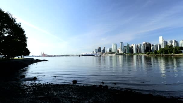 Vancouver stad waterkant wolkenkrabbers — Stockvideo