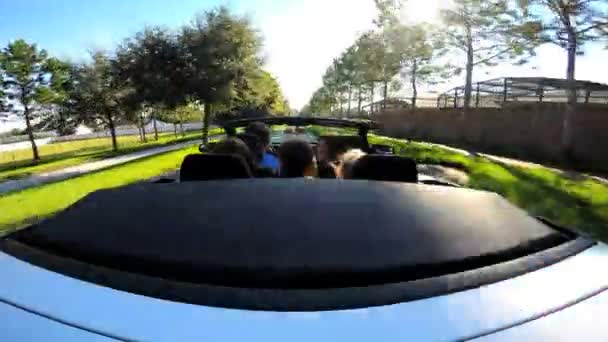 Family going on vacation in cabriolet car — Stock Video