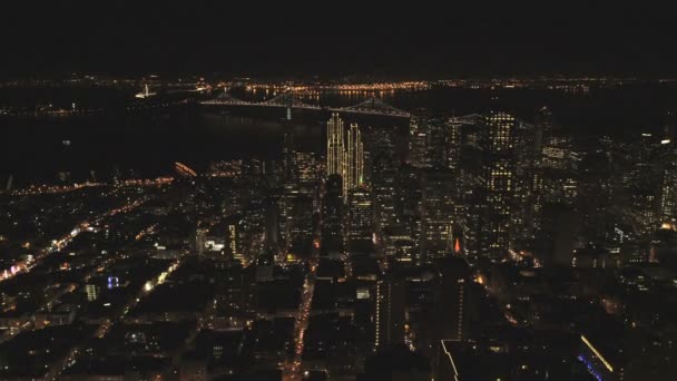 Vue éclairée gratte-ciel San Francisco — Video