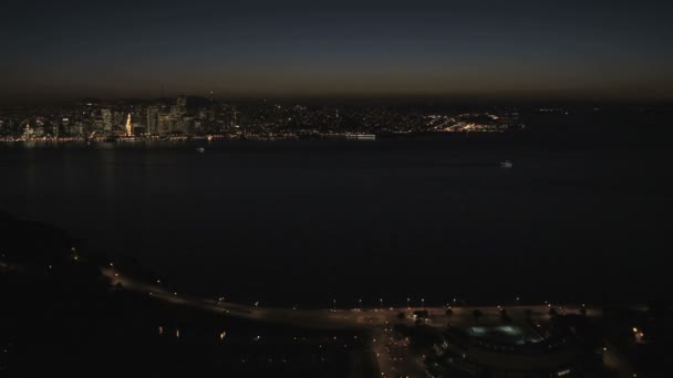 Vista nocturna Puerto de San Francisco — Vídeo de stock