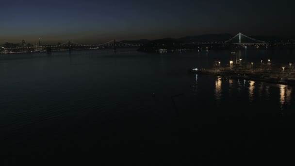 Illuminated view Bridge bay San Francisco — Stock Video