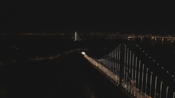 Aydınlatılmış Oakland Bay Bridge San Francisco — Stok video