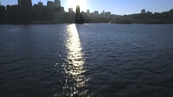 Vista sul tramonto Porto di San Francisco — Video Stock