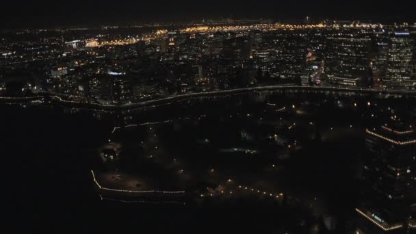 Vista iluminada Edificios de la ciudad San Francisco — Vídeos de Stock