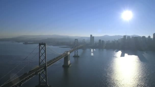 Oakland Bay Bridge felhőkarcoló San Francisco — Stock videók