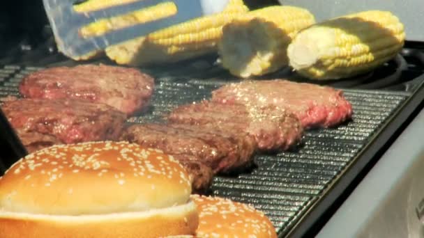 Churrasco ao ar livre no jardim em casa — Vídeo de Stock