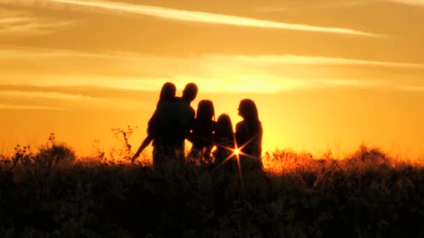 Padres con hijas divirtiéndose en el prado — Vídeos de Stock