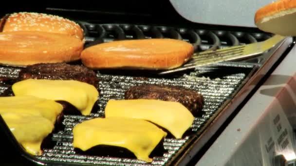 Grill im Freien im heimischen Garten — Stockvideo