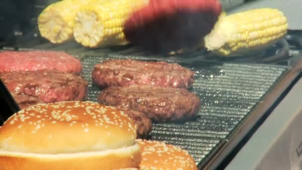 Barbacoa al aire libre en el jardín del hogar — Vídeo de stock