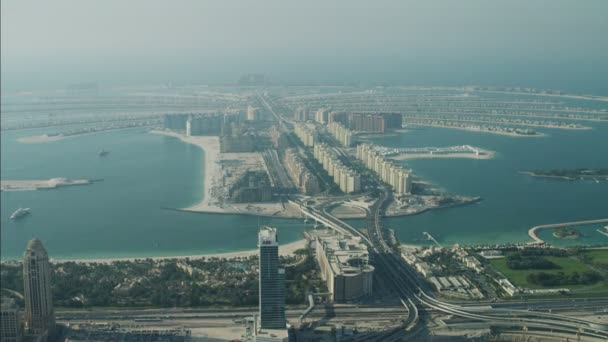 Aerial Dubai Palm Jumeirah Island — 비디오