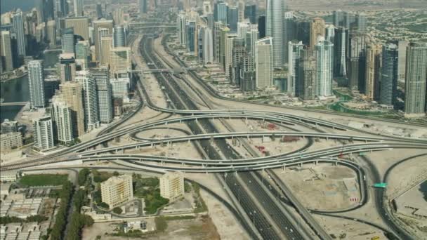 Dubai Skyline City Intersection Sheikh Zayed Road — Stock Video