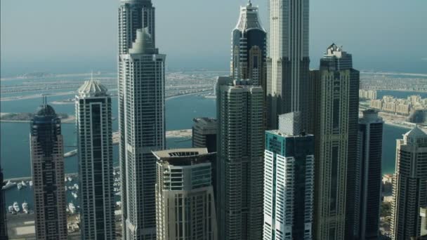 Дубай Skyline Palm Jumeirah Island — стоковое видео