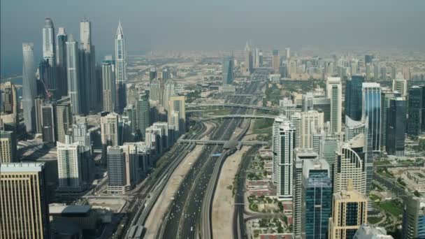 Aerea Dubai città Skyline Grattacieli — Video Stock