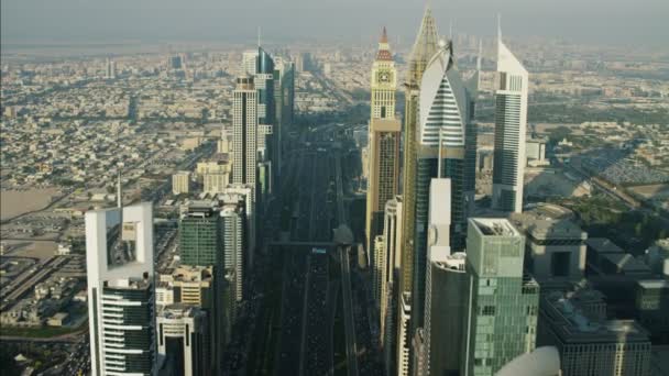 Aerial Dubai City Skyscrapers — Stock Video