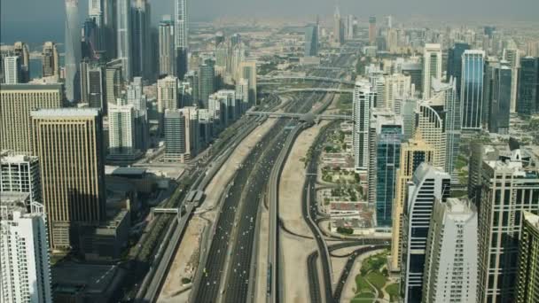 Aerea Dubai città Skyline Grattacieli — Video Stock