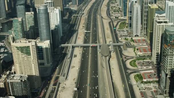 Légi Dubai város Skyline felhőkarcoló — Stock videók