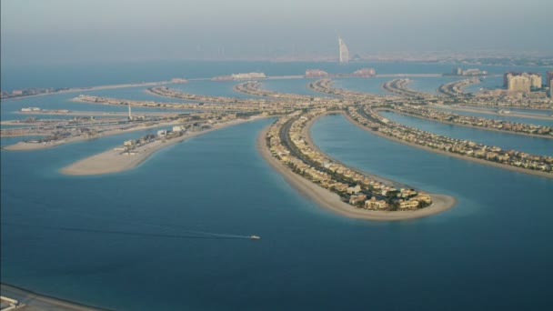 Aerial Dubai Palm Jumeirah Island — Stok video