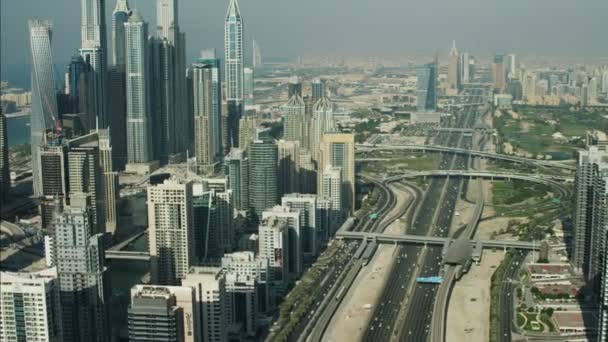 Légi Dubai város Skyline felhőkarcoló — Stock videók