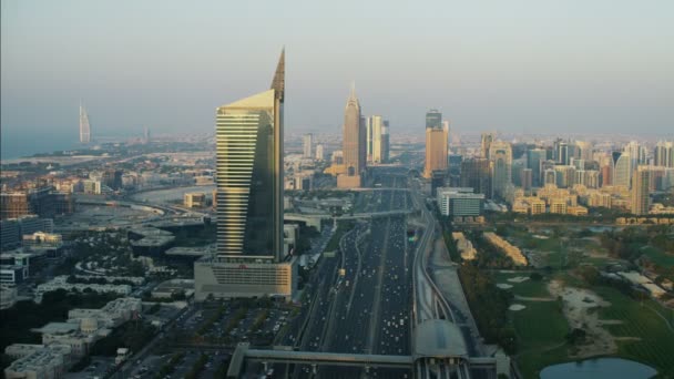 Arranha-céus aéreos do Dubai Downtown — Vídeo de Stock