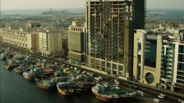 Antenne Dubai Creek Waterfront — Stockvideo