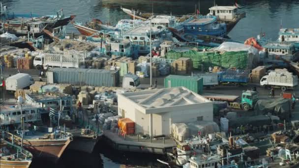 Dhows Dubai Creek Baharat Limanı — Stok video