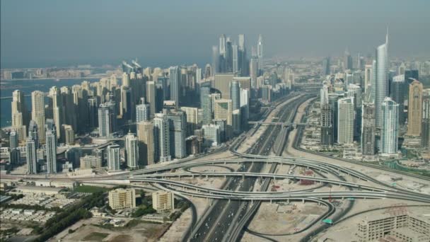空中的迪拜天际线摩天大楼 — 图库视频影像