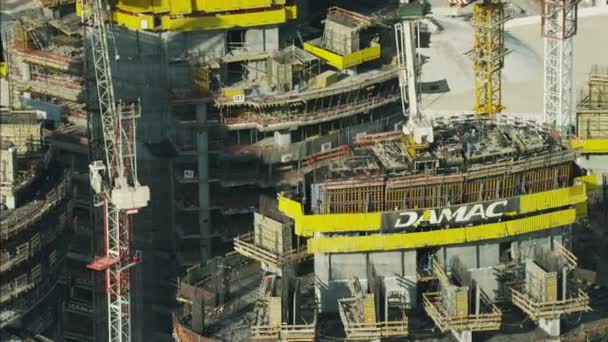 Antenn konstruktion kranar Dubai Development — Stockvideo