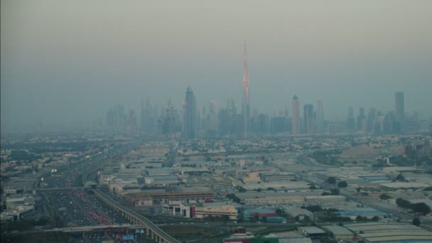 Aerial Dubai City dusk — Stock Video