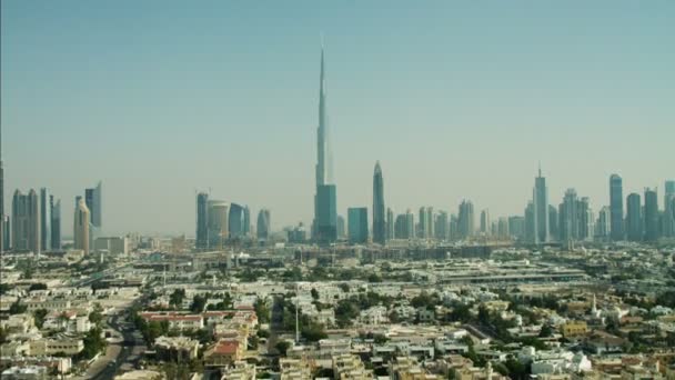 Ciudad aérea de Dubai Skyline — Vídeos de Stock