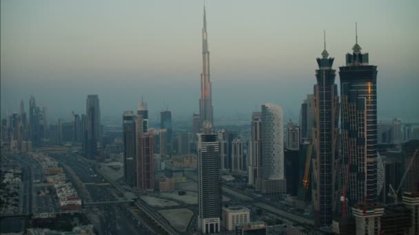 Aerial Dubai City atardecer — Vídeos de Stock