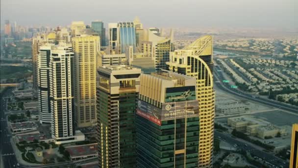 Dubai Skyline Wolkenkratzer Wohn Wüste Vororte — Stockvideo