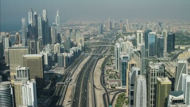 Aerea Dubai città Skyline Grattacieli — Video Stock