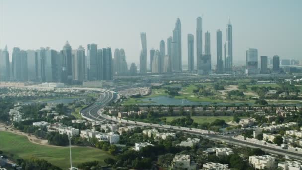 Dubai Skyline Skyscrapers Emirates Hills — Stock Video