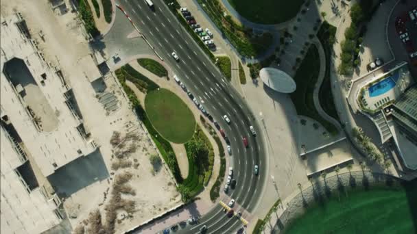 航空のドバイ都市スカイラインの高層ビル — ストック動画