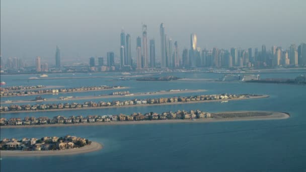 Dubai City Skyscrapers Palm Jumeirah Island — ストック動画