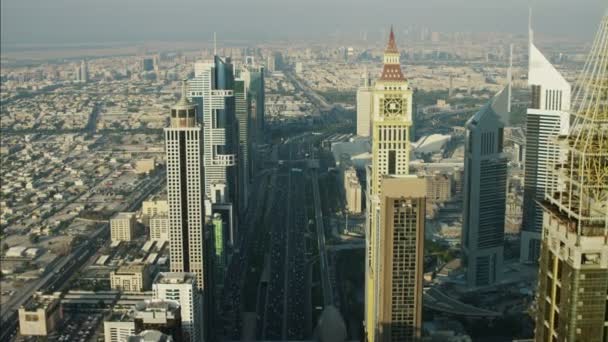 Letecký Dubaj městské mrakodrapy — Stock video