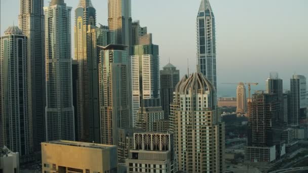 Légi felhőkarcolók Downtown Dubai City — Stock videók