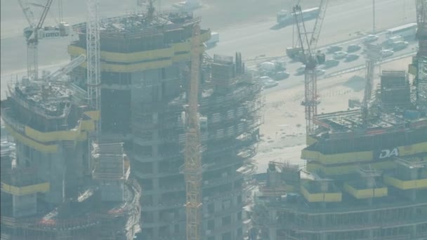 Żurawie budowlane rozwój Dubaju — Wideo stockowe