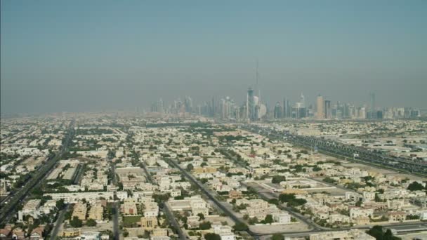 Воздушный Дубай Skyline — стоковое видео