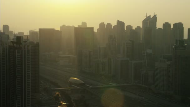 Aerial Dubai Downtown Skyscrapers — Stock Video