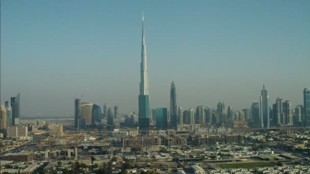 Skyline aéreo Dubai Downtown arranha-céus — Vídeo de Stock