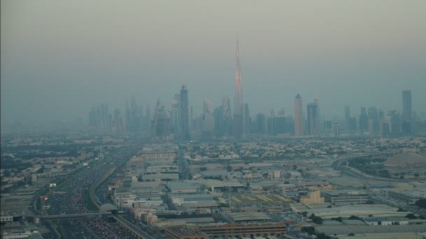 Antenne Dubai Stadt Sonnenuntergang — Stockvideo