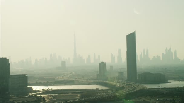 Aerial Dubai city Skyscraper — Stock Video