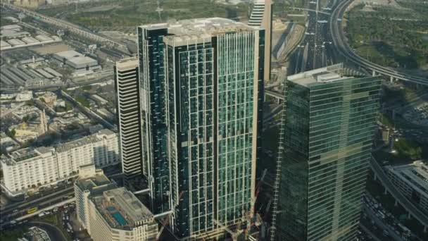 Aerial Dubai office Towers — Stock Video