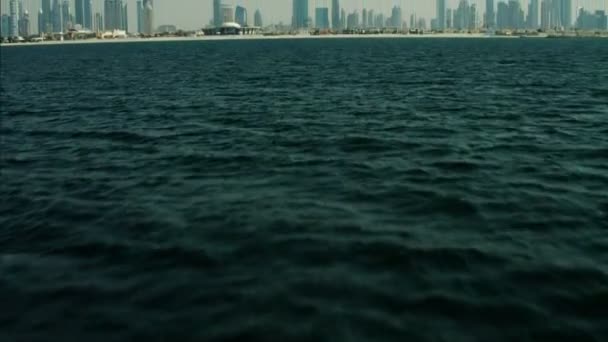 Aerial Ocean Dubai city Skyline — Stock Video
