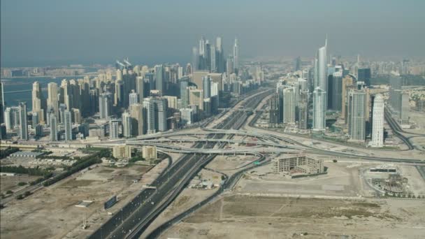 Antenowe Dubai miasta wieżowce — Wideo stockowe