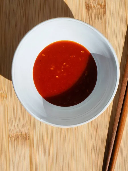 Korean Sources Redchili Pepper Paste Withvinegar Choseon Gochujang — Stock Photo, Image