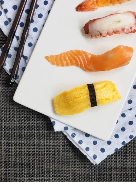 Japán Hagyományos Étel Különböző Sushi — Stock Fotó